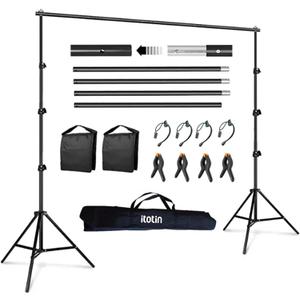 Backdrop Stand for Photography 9ft x 10ft Heavy Duty Photo Background Stands Support Kit with Carry Bag for Photo Studio, Photoshoot, Parties, Photographic Equipments (9x10ft)