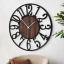 24" Analog Battery Operated Silent Large Wall Clocks for Living Room