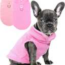 2 Pack Dog Sweater with Leash Ring Winter Warm Pet Sweater Thick Clothes Coat Fleece Dog Sweaters for Small Dogs Girl Boy for Chihuahua, French Bulldog, Dachshund, Medium(7-10lbs) (pink,light pink)