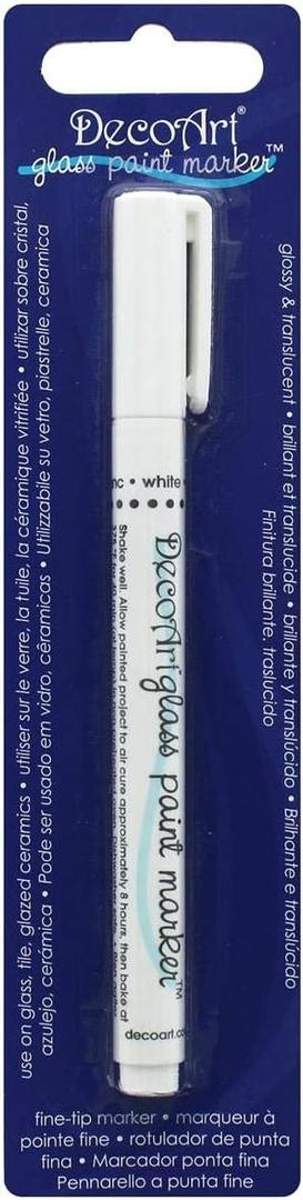 DecoArt Glass Paint Marker, White, Pack of 1