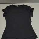 SUUKSESS Women Double Lined Fitted Basic Tee Crew Neck Short Sleeve Y2K Crop Top (Black, M)