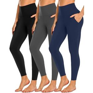 NEW YOUNG 2 Pack Leggings with Pockets for Women,High Waisted Tummy Control Workout Yoga Pants S/M 