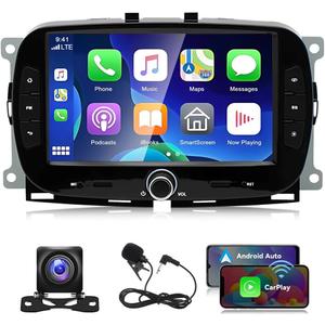 Android 13 Car Stereo for Fiat 500 2016 2017 2018 2019 Upgrade Radio with Wireless Carplay Android Auto 7 inch HD Touchscreen Car Radio with Bluetooth GPS WiFi SWC FM RDS DSP AHD Backup Camera
