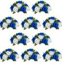 Nuptio Flower Ball Arrangement Bouquet - 10 Pcs 9.5 inch Diameter Royal Blue Fake Flowers Roses Balls for Centerpieces Tables - Artificial Rose Arrangements for Wedding Centerpiece Table Decorations