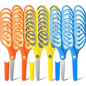 36 Pack 5. 7" Students Scissors Bulk with Cover for Classroom, Safety Blunt Tip Student Scissors Comfort Grip, Assorted Colors Kids Craft Tools for Cutting Paper Craft Art Supplies