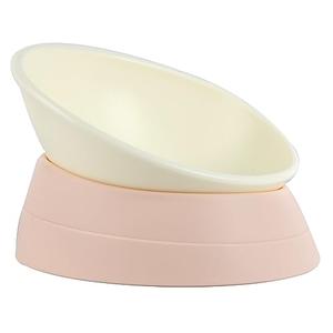 Bulldog Bowl Anti-Slip Dog Cat Dish Detachable Rubber Dog Bowl Pet Sterile Tilted Pet Feeder Slope Base (Lightpink, 2 Cup (Small/Medium Dog))
