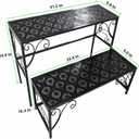 2 Tier Metal Plant Stand, Ladder Flower Pot Holder Plant Stands, Stackable Heavy Duty Tall Plant Shelf Flower Pot Holder for Patio Garden Corner Balcony Living Room (2 Tier H24.4 In-Black)