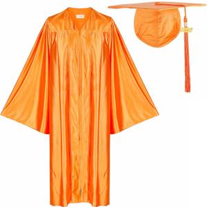 Newrara Adult Shiny Graduation Cap and Gown Tassel Set for High School & Bachelor (42, Orange)