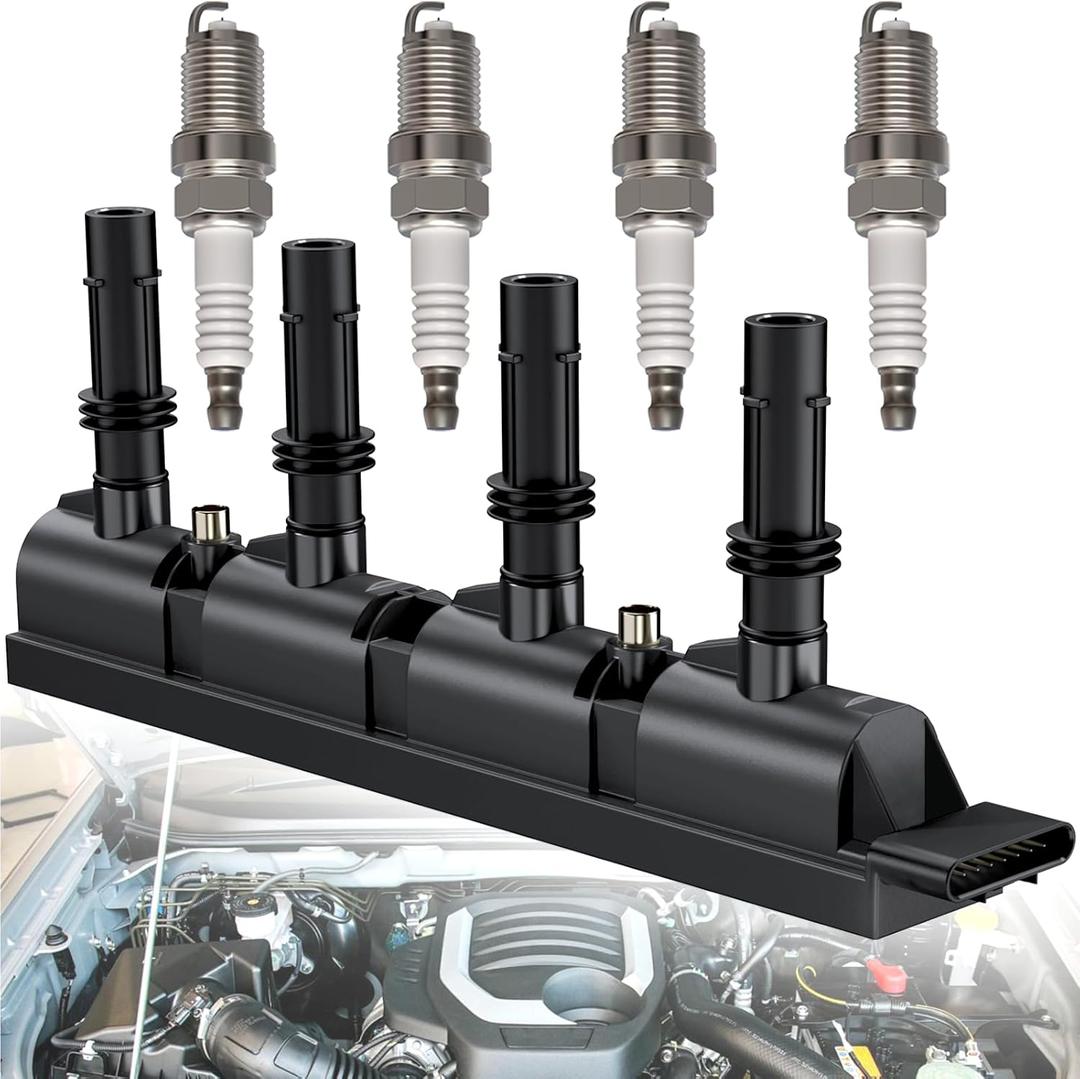 Ignition Coil Pack & 4 Iridium Spark Plugs Compatible with 1.4L Turbo Chevy Cruze Sonic Trax Volt Buick Encore 2011 2012 2013 2014 2015 2016 2017 2018 2019 2020, Replace D521C UF669 55577898 55579072