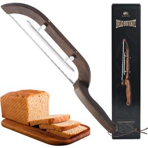 Adjustable Bread Bow Knife for Perfect Slices, Premium Wooden Frame, Tool-Free Blade Replacement, Multi-Thickness Cutter for Homemade Bread, Sourdough, Bagels, Loaves - Australian Mountain Ash