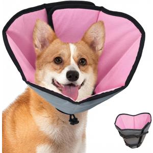 Soft Dog Cone Collar After Surgery: Long Alternative Comfortable Comfy Fabric Recovery Shame Elizabethan Stop Licking Small Medium Large Dogs (Pink, L)
