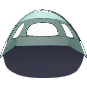 NXONE Beach Tent Sun Shade Shelter for 3/4/6 Person Person with UV Protection, Extended Floor, 3 Mesh Roll Up Windows & 8.0/8.5mm Fiberglass RodsCarry Bag Included (Mint Green)
