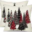 DFXSZ Christmas Pillow Covers 18x18 Inch Set of 2 Xmas Tree Decorative Throw Pillows Winter Christmas Decor for Home Couch TH-50F18 (White)
