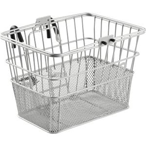 Retrospec Apollo Detachable Front Bike Basket Steel Half-Mesh with Integrated Detachable Hooks and Built-In Handle, Easy Assembly and Portability for Bicycles, One Size, Silver