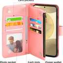 Asuwish Phone Case for Samsung Galaxy S24 5G Wallet Cover with Tempered Glass Screen Protector and Flower Leather Flip Credit Card Holder Stand Cell Accessories S 24 24S GS24 G5 Women Men Rose Gold