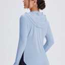 Women's Rash Guard Long Sleeve UV Sun Protection Shirts with Thin Hoodie UPF 50+ Lightweight SPF Tops for Hiking (Large, Blue)