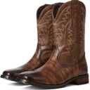 SaraIris Mens Brown Cowboy Western Working Round Toe Pull On Cowgirl Boots (Brown)
