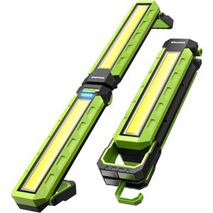 Work Light - 5200mAH Foldable Magnetic Under Hood Working Light with Hooks, Portable Magnetic Rechargeable Cordless 3300LM Job Site Lighting for Mechanic/Car Repairing/Garage (Green)