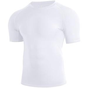 Nukuvara Men's Compression Shirt Short Sleeve Athletic Football Undershirts Quick Dry Base Layer T-Shirt Workout Gym Running M