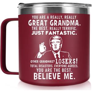 2 x Grandma Mothers Day Gift for Grandma from Grandson Granddaughter Grandkids - Best Great Grandmas Mug Gifts, Funny Birthday Presents for Grandmother, 14 OZ Stainless Steel Insulated Coffee Mug Cup