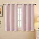 Simplebrand Blush Room Darkening Curtains for Bedroom 45 Inches Long 2 Panels Set, Sunlight Blocking Curtains for Small Windows, Grommet Energy Saving Thermal Insulated Short Drapes, 40Wx45L