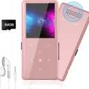 64GB MP3 Player with Bluetooth 5.2, AiMoonsa Music Player with Built-in HD Speaker, FM Radio, Voice Recorder, HiFi Sound, E-Book Function, Earphones Included