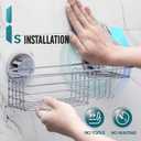 TAILI Shower Caddy Suction Cup with Hooks & Soap Holder, Heavy Duty Bathroom Shower Organizers, Removable Bathroom Shelves for Inside,Stainless Steel Bathroom Holder
