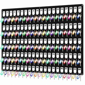 Beeveer Acrylic Key Holder Board with 100 Hooks, Wall Mount Organizer,Black