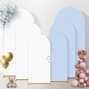 Arch Backdrop Cover, Wedding Arch Cover Spandex Fitted Cover for Photography Studio Stretchy Backdrop Cover for Birthday Baby Shower Ceremony Banquet (White+Blue, 6+6.6+7.2FT)