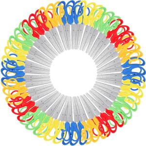 60 Pack 5" Small Craft Scissors, Stainless Steel Blades with Soft Grip Handles, Blunt Tip Safety Scissor for Home Office, Comfort Grip Scissors Bulk for Cutting Paper