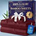 DECOLURE 100% Viscose Derived from Bamboo Sheets King Size - Luxury 4 Pc Naturally Cooling Sheets, Ultra Soft Bed Set - Deep 17" Pockets, Durable Double Stitching, Oeko Tex Standard (Burgundy)