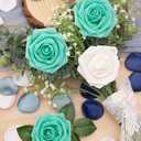 MACTING Artificial Flower Roses 30PCS Real Touch Fake Flowers with Stem Foam Roses for DIY Wedding Bouquets Table Centerpieces Party Baby Shower Home Summer Mothers Day Decorations,Mint Green