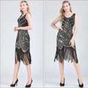 FEPITO 1920s Flapper Dresses for Women, Fringed Sequin Great Gatsby Dress for Women with 20s Accessories, Roaring 20s Costume (Black)
