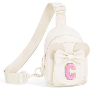 Uygafly Gifts for Girls Kids Toddler,Initial Crossbody Bag Purse Cream,C