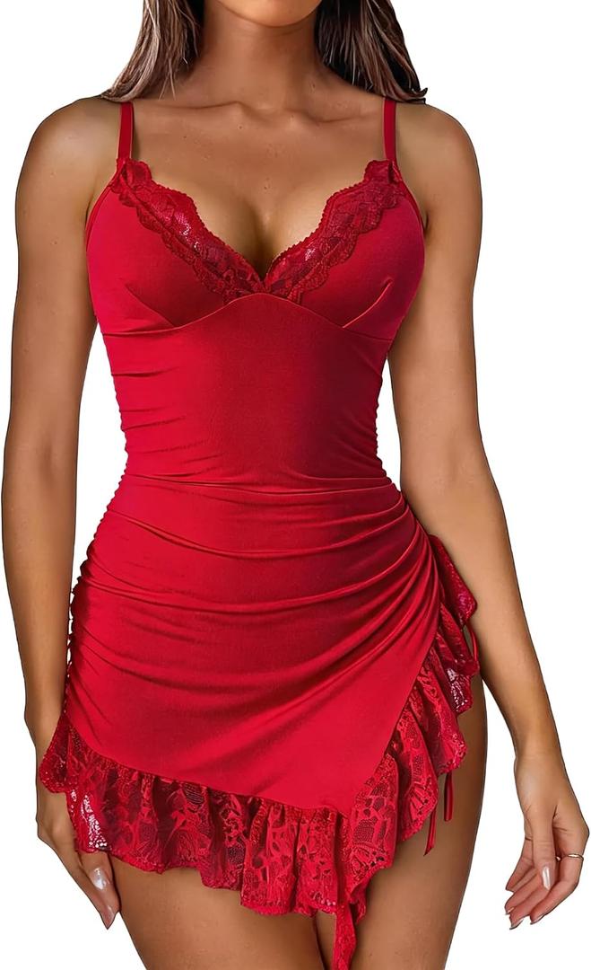 Avidlove Women's Lace Sleeveless Ruched Mini Dress Sexy Bodycon V Neck Cocktail Party Club Summer Dresses 2026, Large