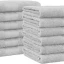 Amazon Basics Highly Absorbent Cotton Washcloths for Bathroom, Machine Washable, Fade-Resistant, 12 x 12 inches, Gray, 12-Pack