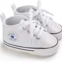 KIDSUN Tutoo Unisex Baby Boys Girls High Top Sneaker Soft Anti-Slip Sole Newborn Infant First Walkers Canvas Denim Shoes (White)