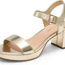 DREAM PAIRS Women's Platform Heels Block Chunky Open Toe Ankle Strap Heel Fashion Wedding Party Dress Sandals Shoes, Size 9