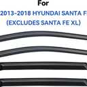 Window Visors Rain Guards Shield for 2013-2018 Hyundai Santa Fe, Out-Channel Window Vent Wind Deflectors Visors Shades for 13-18 Santa Fe (EXCLUDES Santa FE XL)