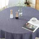 meioro Round Tablecloth Solid Color Tablecloths Tassel Rectangular Table Cloth Cotton Linen Table Cover for Dining Circle Coffee Side Card Table (Navy Blue, 47 inch)