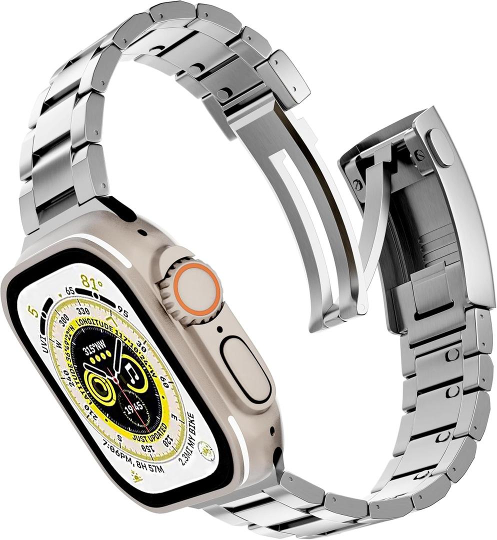LDFAS Compatible for Apple Watch Ultra 3/2 Band 49mm, Series 10 46mm Titanium Metal[Super Scratch Resistant] Men Watch Strap Compatible for Apple Watch 9/8 45mm Band