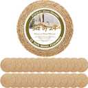 13 Inch Placemats Set of 24, Boho Round Woven Place Mats for Dining Table Decor, Rustic Jute Chargers for Dinner Plates, Outdoor Patio, Farmhouse Wedding, Water Hyacinth Wicker Rattan Braided Placemat