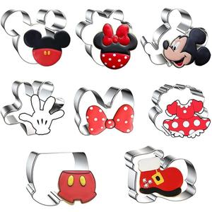 Mouse Cookie Cutter Sandwich Cutters Mickey Cutters for Kids DIY Lunchbox Bento Box Fruit Cutters Vegetable Cutters for Children Boys Girls, Pack of 8 (Cartoon Cookie Cutters Set)