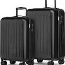 KYME Luggage Sets 2 Piece Hardshell 20"/24" Suitcase with Double Spinner Wheels Hardside Suitcases Sets with TSA Lock PC+ABS Travel Luggage (Black, 2Pcs Set(20"/24"))