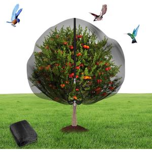 Fruit Tree Netting Cover with Zipper and Drawstring Large Bird Netting for Fruit Trees Cover Bird Barrier Mesh for Garden Protection Keep Squirrels Cicadas Deer Insects Out, Black (6' x 6.2', 1 Pack)