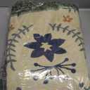 Boho Throw Blanket for Couch 100% Cotton Soft Birds and Floral Double Embroidery Breathable Throw Blankets,50"60" All Season Reversible Throws for Sofa Chair Livingroom Home Decor