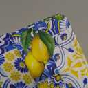 Lemon Tiles Placemat Set of 4, 12x18 Inch Summer Spring Yellow Lemon Blue Ceramic Tiles Floral Fruit Seasonal Rustic Farmhouse Coffee Table Mats for Outdoor Kitchen Dining Table Decoration