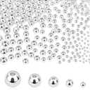 PH PandaHall 5 Sizes Smooth Round Beads, 300pcs 14K Silver Plated Beads Little Round Bead Seamless Ball Bead Long-Lasting Spacers for Hawaii Layered Bracelet Necklace Jewelry DIY Crafts 2/3/4/5/6mm