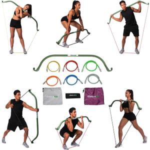 Gorilla Bow Lite All-in-One Home Gym System, Portable Resistance Band Bar for Strength Training, HIIT & Full Body Workouts, Lightweight Design for Home, Travel & Outdoor Use