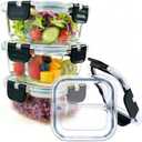 Nafhone Bariatric Meal Prep Containers, 8 oz Bariatric Portion Control Food Storage Containers with Two 4 oz Compartments (3 Pack), Reusable Glass Snack Containers with BPA Free Airtight Lids (Clear)